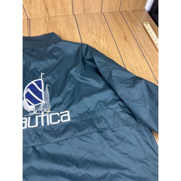 Vintage 90s Nautica made USA , Green Windbreaker Sailboat Big‎ Logo Size XL - Picture 5 of 16